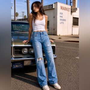 Levi's high rise mid rise 501 straight jeans holes & distressing 100% cotton